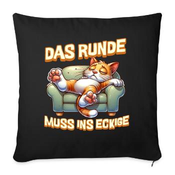 I'm tired so the round has to sleep in the square - Sofa pillowcase 17,3'' x 17,3'' (45 x 45 cm) - black - Front