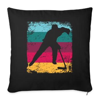 joueurs de hockey sur glace vintage hockey sur glace - Housse de coussin décorative 45 x 45 cm - noir - Devant