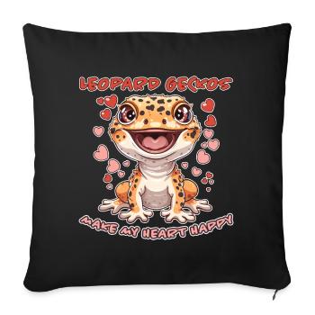 Gecko léopard disant drôle Gecko léopard cadeau - Housse de coussin décorative 45 x 45 cm - noir - Devant