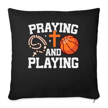 Basketteur en prière – entraîneur religieux - Housse de coussin décorative 45 x 45 cm - noir - Devant