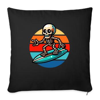 Skeleton Surfing Vintage Sunset - Sofa pillowcase 17,3'' x 17,3'' (45 x 45 cm) - black - Front