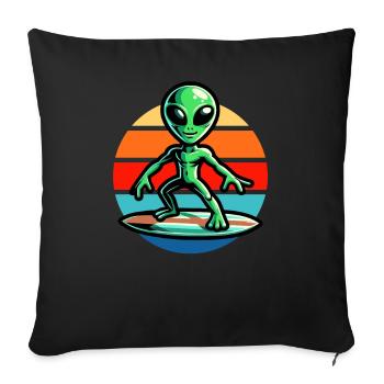 Alien Surf Vintage Coucher de soleil - Housse de coussin décorative 45 x 45 cm - noir - Devant