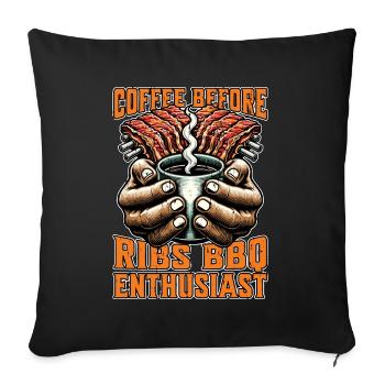 Ribs Barbecue Coffee Grilled Meat Coffee Lover - Sofakissenbezug 45 x 45 cm - Schwarz - Vorne