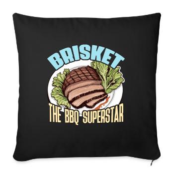Poitrine de bœuf Le BBQ Viande grillée Barbecue - Housse de coussin décorative 45 x 45 cm - noir - Devant