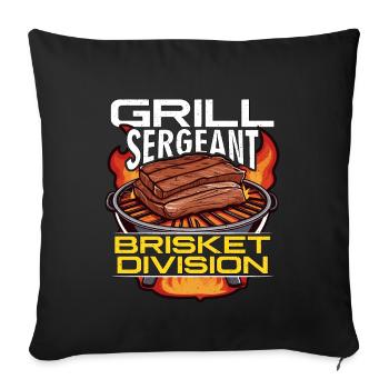 Barbecue de poitrine de bœuf Sergeant Brisket Grillades - Housse de coussin décorative 45 x 45 cm - noir - Devant