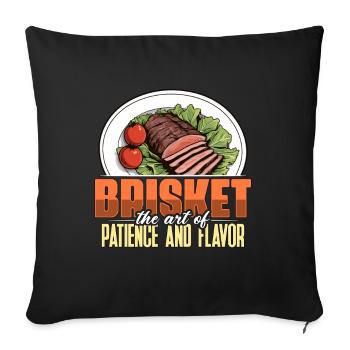 Poitrine de bœuf L’art de la viande grillée Poitrine de bœuf Barbecue - Housse de coussin décorative 45 x 45 cm - noir - Devant