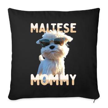 Maltais Maman Maman Fête des mères Maman Mignon Maltais - Housse de coussin décorative 45 x 45 cm - noir - Devant