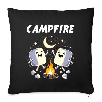 Camping Campfire Marshmallow Camper Funny - Sofa pillowcase 17,3'' x 17,3'' (45 x 45 cm) - black - Front