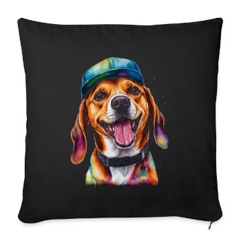 Beagle Snapback Cap Dog Funny Animal Design Print - Sofa pillowcase 17,3'' x 17,3'' (45 x 45 cm) - black - Front