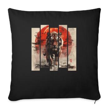 Tigre japonais rétro des années 80 - Housse de coussin décorative 45 x 45 cm - noir - Devant
