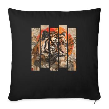 Tigre japonais rétro des années 80 - Housse de coussin décorative 45 x 45 cm - noir - Devant