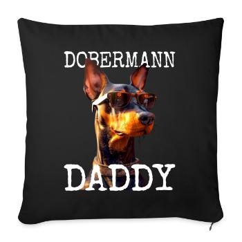 Doberman Papa Papa Papa Fête des Pères Papa Doberman - Housse de coussin décorative 45 x 45 cm - noir - Devant