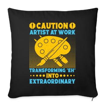 Artist Painter Graphic Caution Artist At Work Art - Sofa pillowcase 17,3'' x 17,3'' (45 x 45 cm) - black - Front