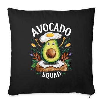 Funny Avocado Squad Breakfast Lover - Sofakissenbezug 45 x 45 cm - Schwarz - Vorne