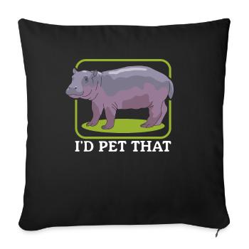 Hippopotame Bébé hippopotame Cadeau Hippopotame - Housse de coussin décorative 45 x 45 cm - noir - Devant
