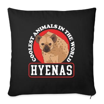 Hyène Hyène tachetée Cadeau - Housse de coussin décorative 45 x 45 cm - noir - Devant