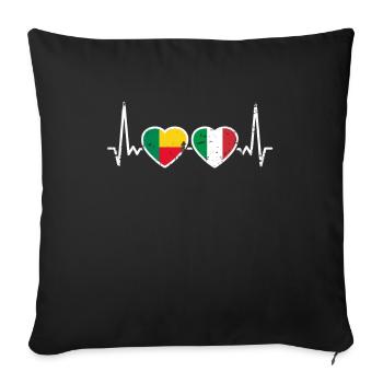 Benin Italy Vintage Heartbeat Flag Beninese - Sofa pillowcase 17,3'' x 17,3'' (45 x 45 cm) - black - Front