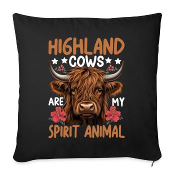 Les vaches Highland sont mon animal spirituel - Housse de coussin décorative 45 x 45 cm - noir - Devant