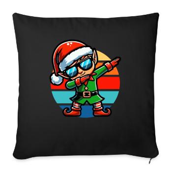 Dabbing Noël Elfe Vintage Coucher de soleil - Housse de coussin décorative 45 x 45 cm - noir - Devant