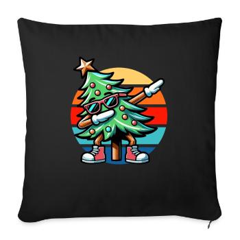 Dabbing Arbre de Noël Vintage Sunset - Housse de coussin décorative 45 x 45 cm - noir - Devant