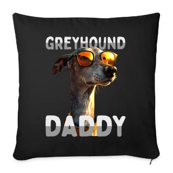 Lévrier Daddy Chiens Papa Fête des Pères Papa Lévrier - Housse de coussin décorative 45 x 45 cm - noir - Devant