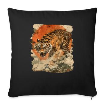 Tigre japonais rétro des années 80 - Housse de coussin décorative 45 x 45 cm - noir - Devant