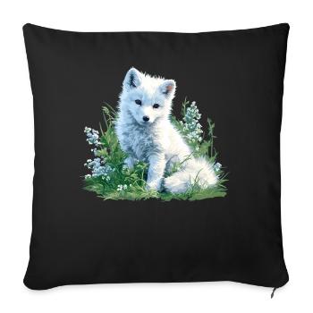 Renard arctique Polarfüchse Polarfuchs - Housse de coussin décorative 45 x 45 cm - noir - Devant