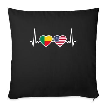 Benin United States Heartbeat Flag American Beninese - Sofa pillowcase 17,3'' x 17,3'' (45 x 45 cm) - black - Front