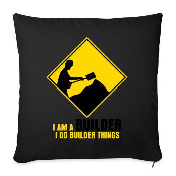 Gardien de route Constructeur de routes Constructeur de routes - Housse de coussin décorative 45 x 45 cm - noir - Devant