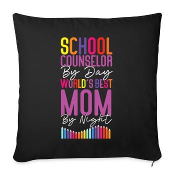 School Counselor Mom School - Sofa pillowcase 17,3'' x 17,3'' (45 x 45 cm) - black - Front