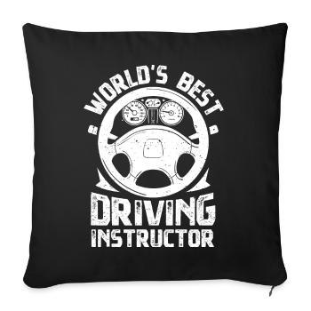 Meilleur instructeur de conduite au monde Conduite amusante - Housse de coussin décorative 45 x 45 cm - noir - Devant
