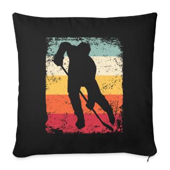 joueurs de hockey sur glace vintage hockey sur glace - Housse de coussin décorative 45 x 45 cm - noir - Devant