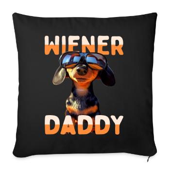 Viennois Papa Teckel Papa Teckel Papa Fête des Pères - Housse de coussin décorative 45 x 45 cm - noir - Devant