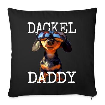 Teckel Papa Teckel Papa Viennois Papa Fête des Pères - Housse de coussin décorative 45 x 45 cm - noir - Devant