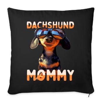 Teckel Maman Viennoise Maman Teckel Maman Fête des Mères - Housse de coussin décorative 45 x 45 cm - noir - Devant