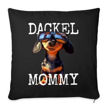 Teckel Maman Teckel Maman Viennoise Maman Fête des Mères - Housse de coussin décorative 45 x 45 cm - noir - Devant