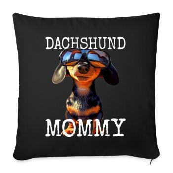 Teckel Maman Viennoise Maman Teckel Maman Fête des Mères - Housse de coussin décorative 45 x 45 cm - noir - Devant