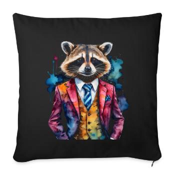 Costume de raton laveur Imprimé de conception d’animaux colorés - Housse de coussin décorative 45 x 45 cm - noir - Devant