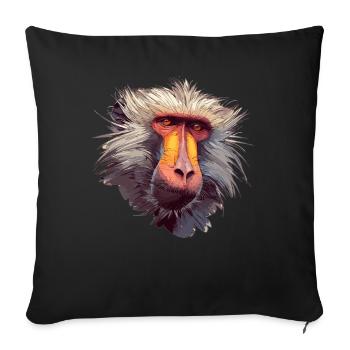 Baboon Paviane Pavian - Sofa pillowcase 17,3'' x 17,3'' (45 x 45 cm) - black - Front