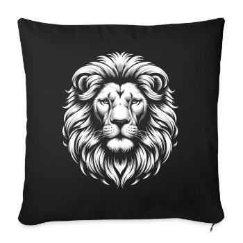 Lion Blanc – Vue Majestueuse - Housse de coussin décorative 45 x 45 cm - noir - Devant