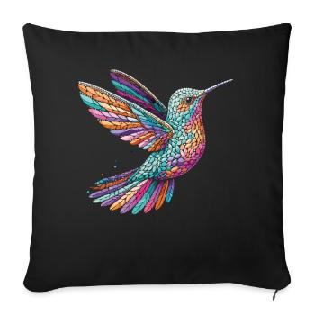 Mosaic hummingbird: Colourful shirt for bird fans - Sofa pillowcase 17,3'' x 17,3'' (45 x 45 cm) - black - Front