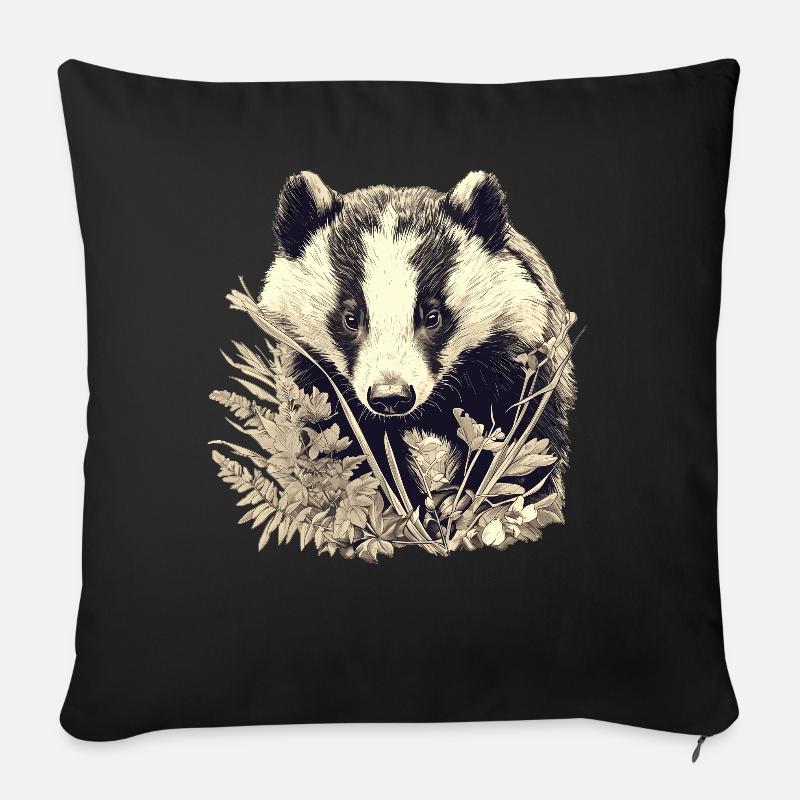 Badger Dachse Dachs - Sofakissenbezug 45 x 45 cm - Schwarz