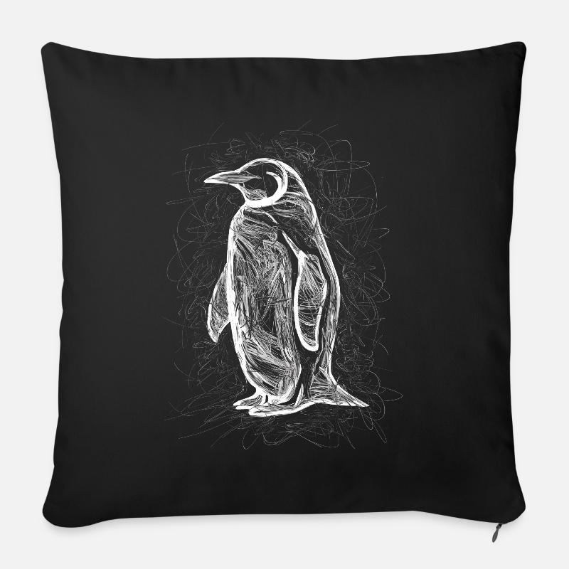 Pinguin Kunst Zeichnung Abstrakte Tierillustration - Sofakissenbezug 45 x 45 cm - Schwarz