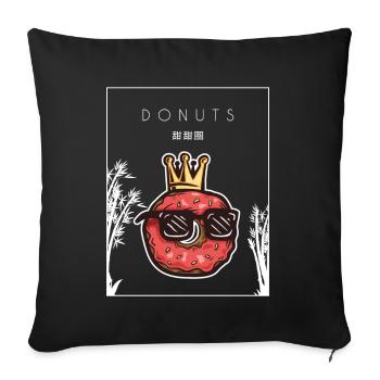 Donuts Chinesischer Hanzi Donut-Maker Glasierter Liebhaber - Sofakissenbezug 45 x 45 cm - Schwarz - Vorne