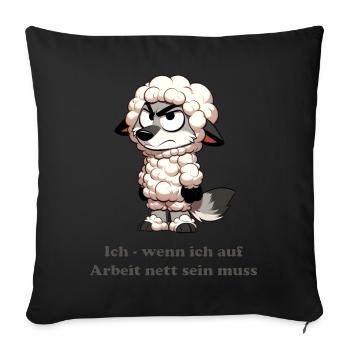 Loup déguisé en mouton au travail - Housse de coussin décorative 45 x 45 cm - noir - Devant