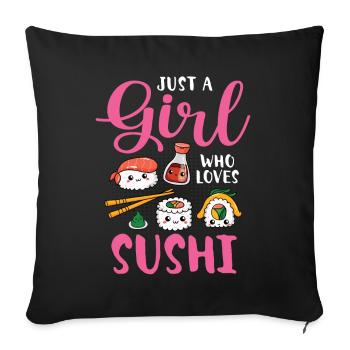 Sushi Food Japon Nigiri Cadeau - Housse de coussin décorative 45 x 45 cm - noir - Devant