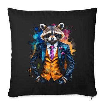 Costume de raton laveur Imprimé de conception d’animaux colorés - Housse de coussin décorative 45 x 45 cm - noir - Devant