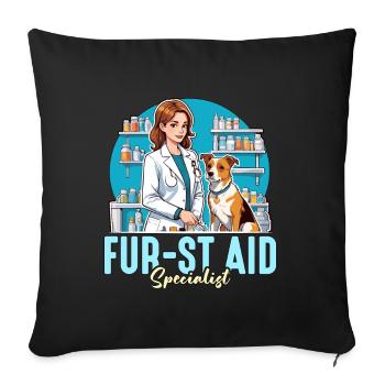 Veterinary Medicine Fur-st Aid Specialist Vet Tech - Sofa pillowcase 17,3'' x 17,3'' (45 x 45 cm) - black - Front