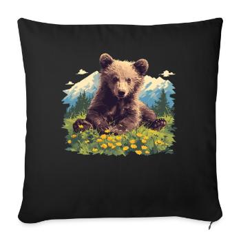 Bear Bären Bär - Sofakissenbezug 45 x 45 cm - Schwarz - Vorne