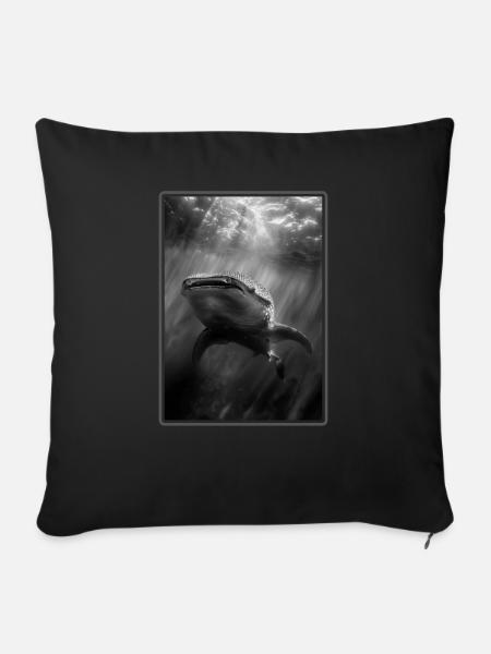 Whale Shark Walhaie Walhai - Sofakissenbezug 45 x 45 cm - Schwarz